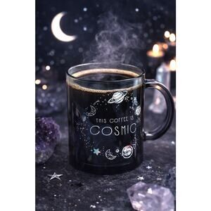Cosmic Coffee Mug Smoked Glass Space Planets Stars ICUP Galaxy Cup